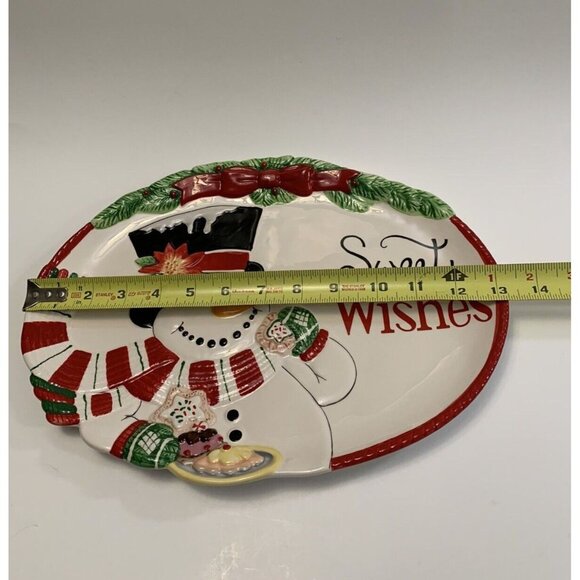 Fitz Floyd Platter Sweet Wishes Christmas Holiday Snowman Scarf Top Hat Cookies - Picture 6 of 8